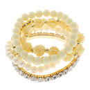 Multilayer Beige Rose Flower Sweet Candy Elastic Bracelet Jewelry for Women Gifts