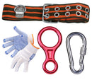 Set Of Polyester Lightweight High Strength Durable Steel Core Composite Rope + Safety Waist Bet Harness ?+ 8-Shape Belay Device Descender +Screw Lock Carabiner + Protective Gloves