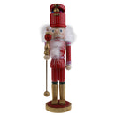 38CM Christmas Hand Painted Wood Soldier Nutcracker W/Sceptre Action Figure Xmas Decor Ornament Gift Red