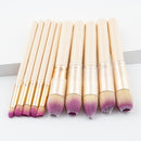 10pcs Premium Wooden Handle Cosmetic Set Powder Foundation Eyeshadow Eyebrow Contour Lip Makeup Brushes