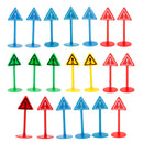 20pcs Plastic Car Toy Accessories Street Traffic Light Road Signs Playset Toy Kids Educational - Warning
