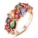 Women Fashionable Red Garnet Zircon Flower Engagement Wedding Party Ring US-6