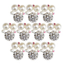 10 Pieces Alloy Crystal Ball Pearl Flatback Button for Wedding Decoration Crafts DIY Hair Accessories