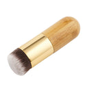 Natural Bamboo Wood Flat Top Buffer Face Foundation Loose Powder Contour Bronzer Makeup Brush Tool Dense Hair