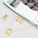 Fashion Gold Plated Crystal Faux Pearl Necklace Earring Ring Set Jewelry Set