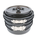 4Pcs Camping Cookware Kit Pot Pan Bowls Cooking Equipment Cookset for Backpacking Hiking Outdoors