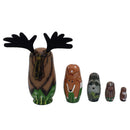5Pcs Wooden Russian Nesting Dolls Handmade Lovely Baby Toys Cute Elks Matryoshka Cartoon Animals Pattern Dolls Christmas Gifts