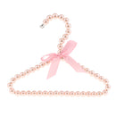 Children Kids Plastic Pearl Beaded Clothes Hangers with Ribbon Bowknot Pink