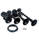 150DB Single Row Four Trumpet Train Air Horn 12V Electric Solenoid Black