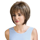 10 Inch Fashion Women Natural Short Layered Straight Synthetic Hair Wig with Bangs For Coaplay Fancy Dress Mix Brown