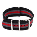 Durable Nylon Watch Band Strap 22mm Black Gray Red