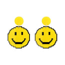 Acrylic Exaggerated Round Smile Face Dangle Earstuds Cute Jewelry Yellow