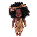 Realistic Vinyl Baby Girl Doll - Reborn 12inch African American Doll - Black Curly Hair Kids Birthday Gift Festival Present