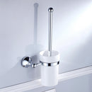 Toilet Brushes Chrome Holder Set Round Cup Wall Mount Bathroom Accessories