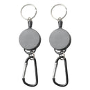 2PCS Professional Heavy Duty Self Retracting ID Badge Key Reel with Retractable Steel Cord 65cm