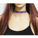 Blue Velvet Gothic Vintage Embroidered Flower Collar Choker Necklace