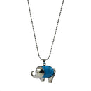 Healing Chakra Turquoise Gemstone Elephant Pendant Necklace Long Bead Chain