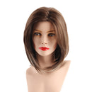 14 Inch Women Side Parting Bob Wig Synthetic Full Hair For Cosplay Party Mix Brown+ Free Wig Cap