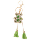 Tassel Bear Charm Pendant Crystal Purse Bag Car Phone Key Chain Ring Keychain Keyring Green