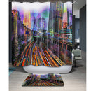 Home Hotel Bathroom Shower Room Door Window Decor Train Track Print Charms Extra Long Fabric Bath Shower Curtain With 12 Hooks