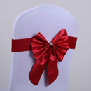 Elastic Sash Band Chair Back Wedding Bowknot Bow Ribbon Decoration for Hotel Restaurant Wedding Party Chair Decor Red