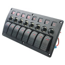 8 Gang Red LED Rocker Switch Panel 3 PIN Overload Protection Fits RV Car Boat