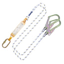 High Strength Polyester Safety Shock Absorbing Lanyard Dual Leg Gear Equipment + 2 Large Snap Hooks + Carabiner