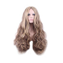 28 Inch Women's Wig Long Curly Wavy Middle Parting Premium Synthetic Hair Wig with Free Wig Cap