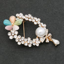 Beautiful Crystal Pearls Bow Flower Metal Brooch Wedding Bridal Bouquet Pin for Women Ladies