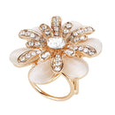 Elegant Triple-ring Buckle Rhinestone Opal Stone Flower Brooch Shawl Clip