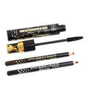 2 Colors Waterproof Long Lasting Black Brown Eyeliner Pencils Fabir Long Eyelashes Mascara Makeup Tool Set for Beginners