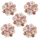 5 Piece Diamante Flower Rhinestone Shank Buttons Decoration Embellishments for Wedding Sewing Crafting 23mm