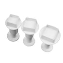 Set of 3 Square Fondant Cake Plunger Sugarcraft Cutters Shape Decorating