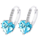 Fashion Stud Earings Sea-Blue Rhinestone Heart Shape Drop Dangle Earrings Jewellry
