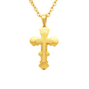 Stainless Steel Gold Engraved Cross Pendant Chain Necklace for Men Women 20 inch