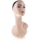 18 Inch ABS Female Mannequin Head Manikin Model Stand for Jewelry Hat Wig Scarves Display Showcase with Net Cap