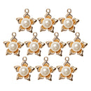 10 Pieces Alloy Flower Pearl Charms Pendant for DIY Jewelry Making Crafts Gold