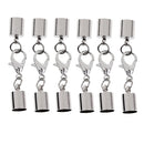 6 Pieces Stainless Steel Sliver Cord End Caps Clasp DIY Handmade Necklace Bracelet Making Crafts