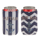 Set of 2pcs First Mate Captain Anchor Pattern Stubby Beer Bottle Tin Cooler Wrap