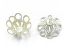 50Pcs Silver Plated Metal Flower Bead Caps 15x10mm