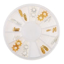 Metal 3D Nail Art Rhinestone Gold Silver Feather Sun Tip Decoration Manicure Accessories with Wheel