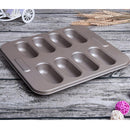 8 Cavity Non-stick Carbon Steel Mini Hotdog-shaped Cake Pan, Bread Mold for Oven Baking