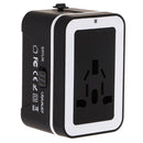 All in One Universal International Plug Adapter Dual USB Port World Wide Travel AC Power Charger Adaptor with AU US UK European Plug Black