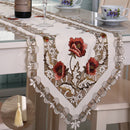Home Table Cafe Restaurant Dining Table Runner Embroidered Floral Pattern Charms With Tassel Cutwork Decor 40cmx150cm Dark Red