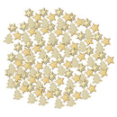 100 Piece Assorted Wooden Shape Star Christmas Tree Snowflake Scrapbooking Embellishments 15mm