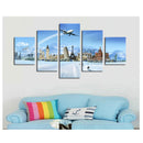 1 Set of 5PCS Canvas Painting for Home Bedroom Cafe Hotel Room Wall Art Wall Decor Paintings Building Print Charms 30/40/50cm