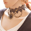 Gothic Black Lace Retro Choker Charm Collar Bead Pendant Chain Lace Necklace