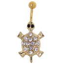 Gold Tortoise Belly Button Ring Navel Bar Body Piercing Jewelry