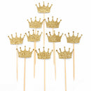 Glitter Paper Crown Shape Cake Topper Pick Wedding Party Favor Decoration Pack of 20