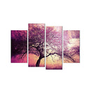 Set of 4 Join-Together PURPLE TREE Oil Canvas Painting Modern Art Picturee Office Home Wall Decor
